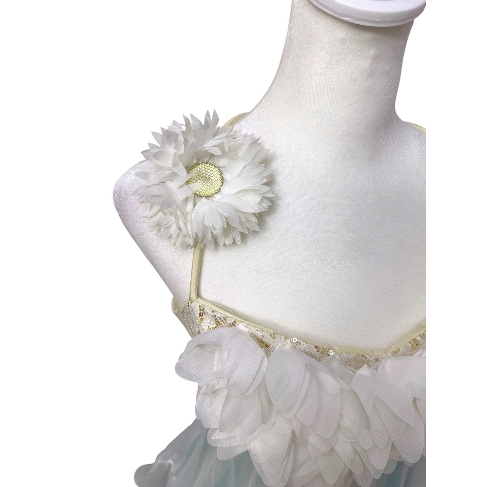 Curtain Call Dance Costume Womens ASM White Blue Lace Petal Lyrical Ballet Fairy - Picture 11 of 16
